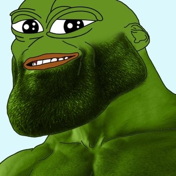 Giga Pepe: a muscular green frog with a beard